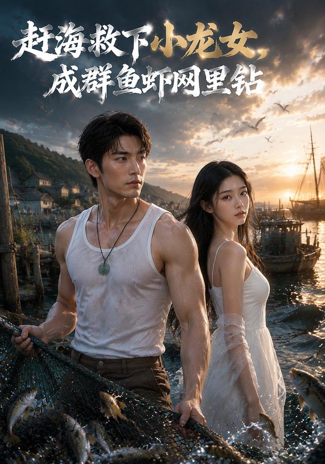 赶海救下小龙女，成群鱼虾网里钻海报